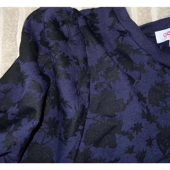 Goldie Rococo Floral Puff Sleeve Blue Sweatshirt NWOT - Picture 5 of 8